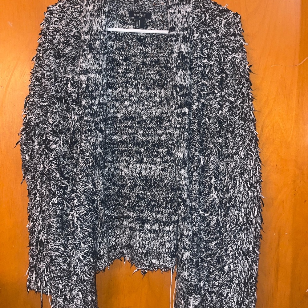 Forever 21 Black and White Textured Cardigan